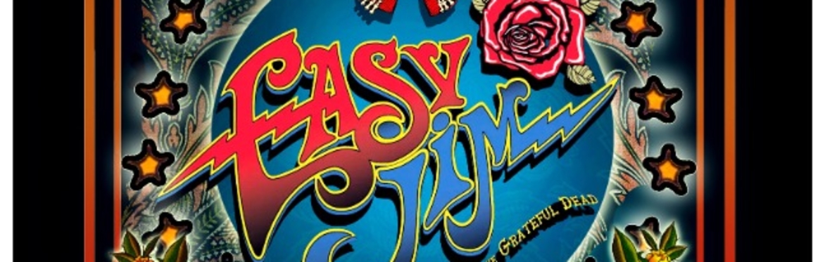 Colorful concert poster promoting Easy Jim's two-night Halloween performances at the Sherbino Theater in Ridgway, Colorado. The artwork features Day of the Dead-inspired skeletons, roses, crosses, sta