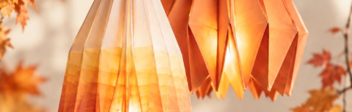 Lámparas de origami · Centro de Artesanía de Bres (Asturias)