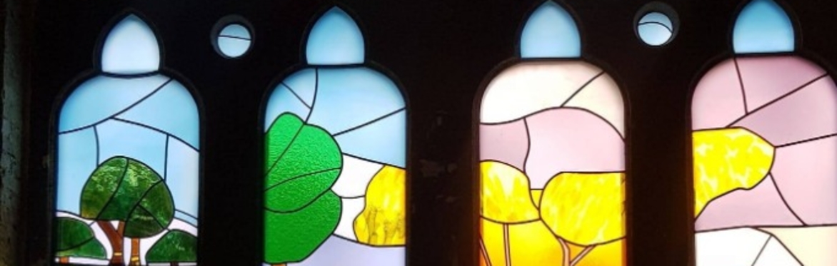 Part of the stained glass window at HH United Reformed church