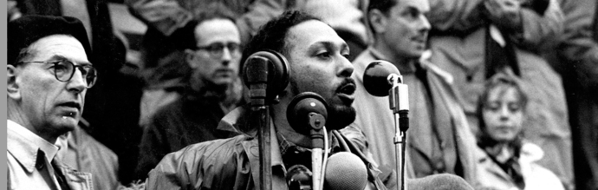 Detail of Stuart Hall speaking at CND Rally, c.1960.