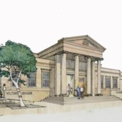 architect's impression of new museum building in classical style