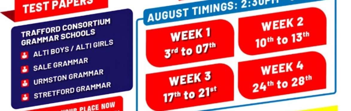 GL MOCKATHON BLOCKS OF 5 MOCK TESTS FOR TRAFFORD GRAMMAR SCHOOLS - 03 AUG - 28TH AUG (2:30 M - 5:00 PM)