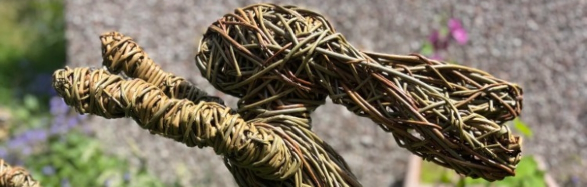 Willow-woven sculpture of a rabbit