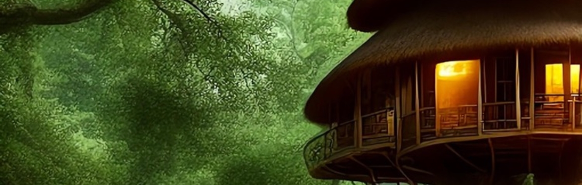 A cosy treehouse protected by trees