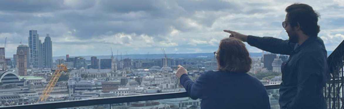 two people admiring the view over London