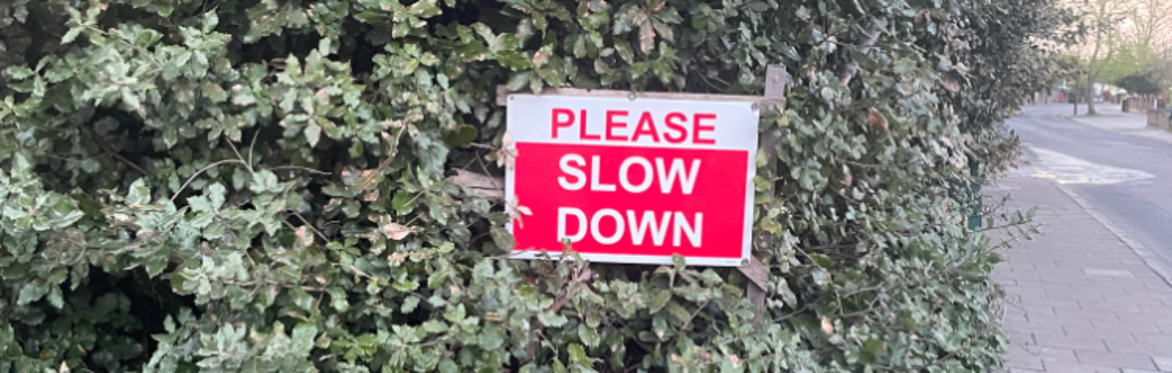 A sign asking you to slow down