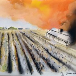 Postcard from the South, 2019 | Acrylic on paper, 50 × 97 cm