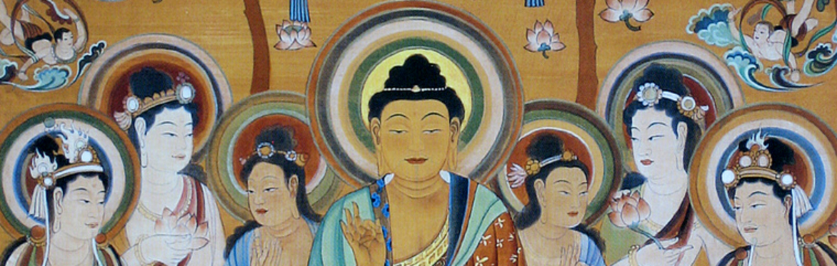 Image of the Buddha and female attendants