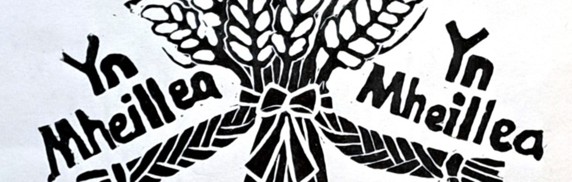 lino print of corn dolly
