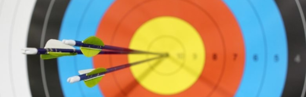 A target with three arrows in the centre