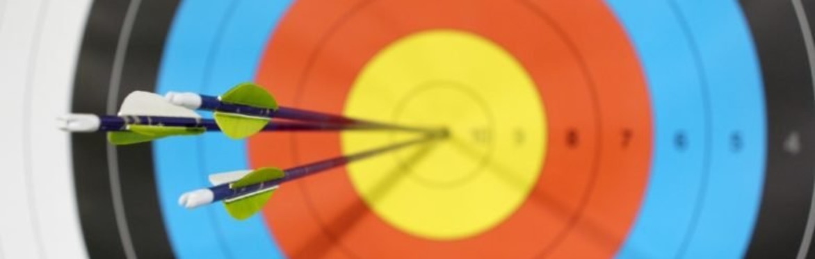 A target with three arrows in the centre
