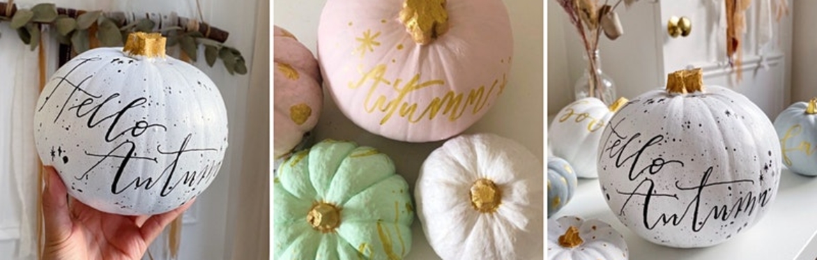 Modern Calligraphy on Pumpkins