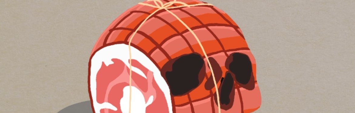 A skull made out of ham