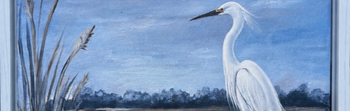 Snowy Egret realistic acrylic painting