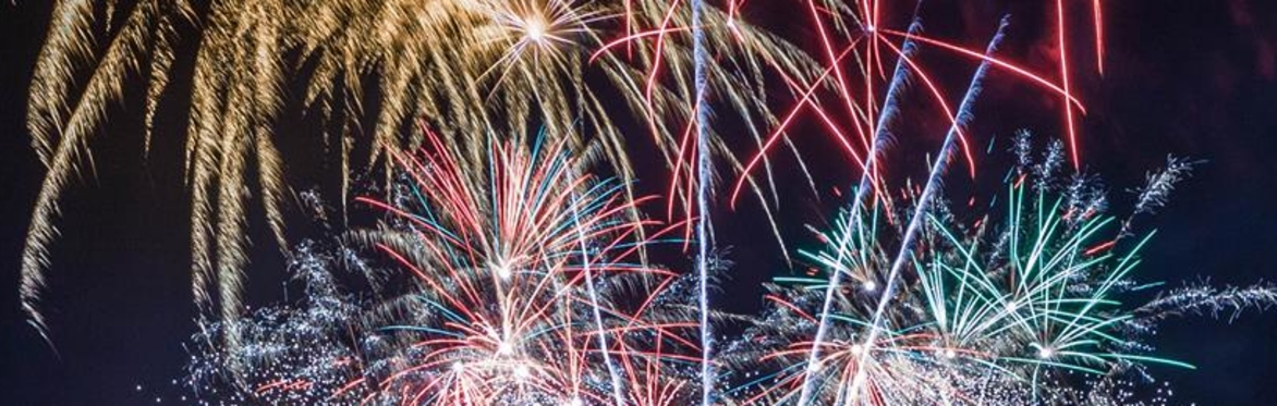 Exploding fireworks in the night sky