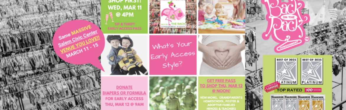 Thu 3/12 @ NOON ~ FREE Early Access for New Moms, Grands, Heroes & More!