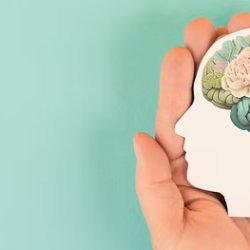 hands holding a pastel coloured brain