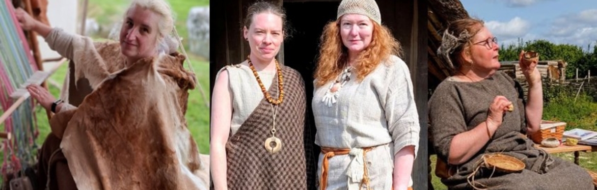 Heritage Textiles in interpretive costume from prehistory to Viking Age from our event in 2024