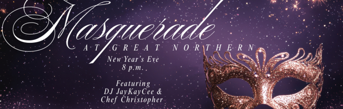 Image of masquerade mask and title Masquerade at Great Northern