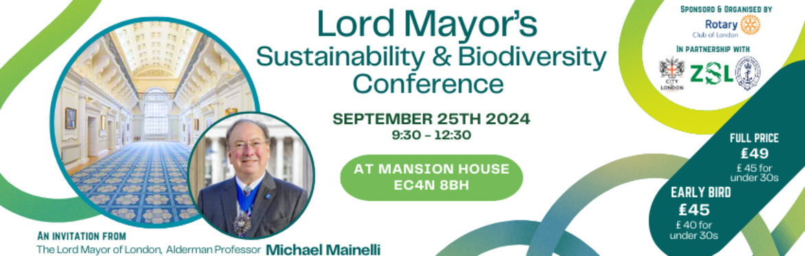 The banner for the conference, with the Lord Mayor of London, and the mansion house pictured.