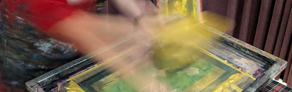 Screen Printing workshop onto paper with exposed screens