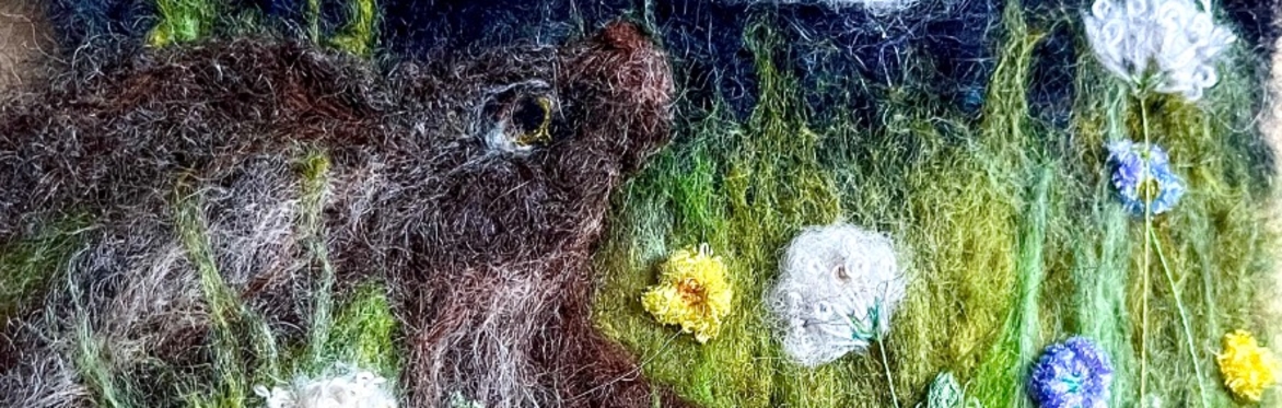 Sip and Felt a Needle Felt Moon Gazing Hare Picture