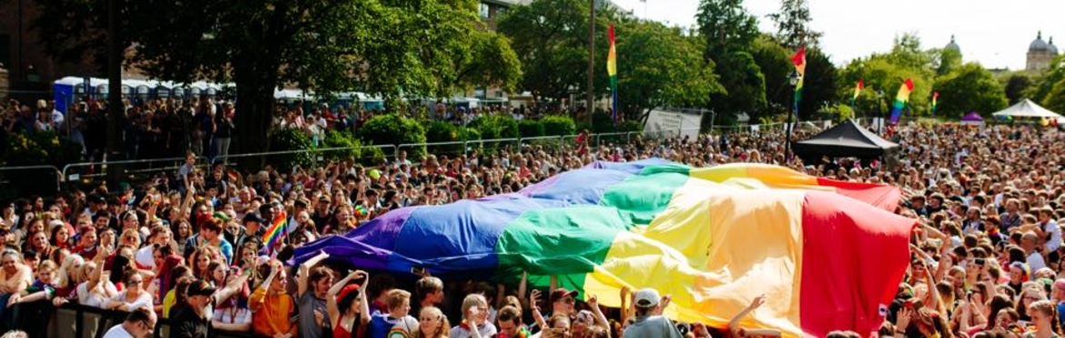 Flag been passed over the crown at previous Pride in Hull event