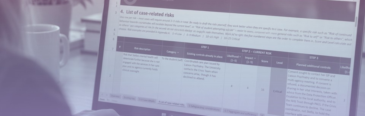 A laptop displaying a risk assessment workbook