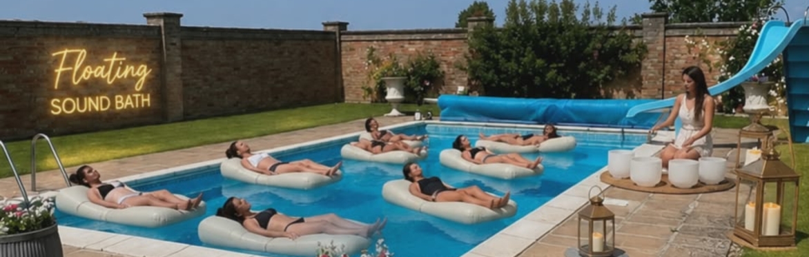 Sunset Floating Sound Bath Experience - Lots Bridge Farmhouse Pool, Three Holes, Upwell