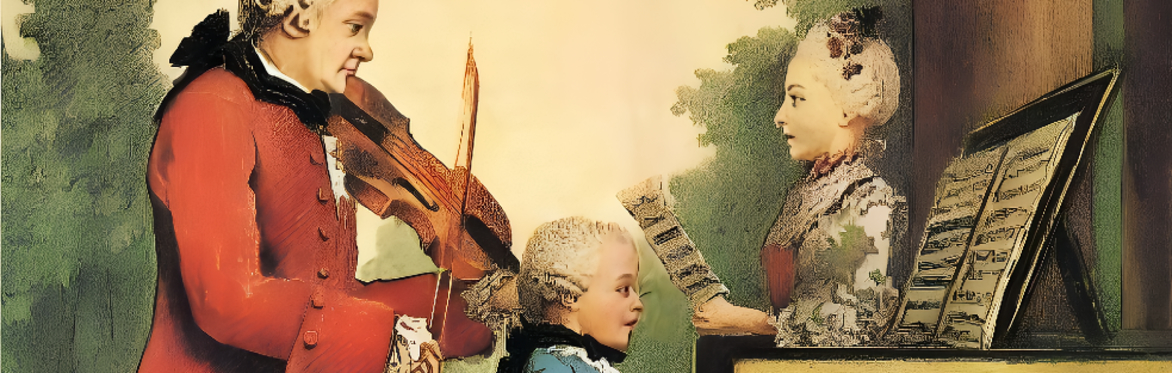 Young Mozart with his father and sister