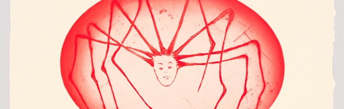 Louise Bourgeois painting of a woman's head with spider legs