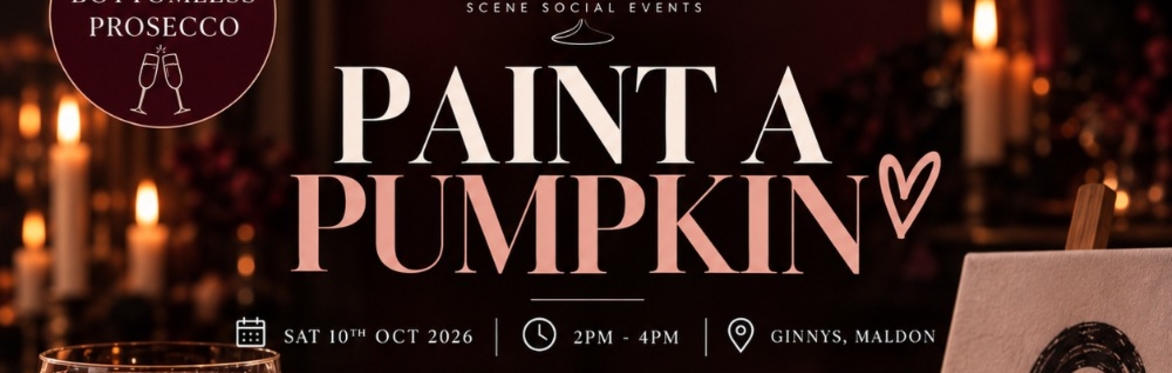 Scene Social branded page, with paint a pumpkin, showing the date as the 10th October, time itme as 2-4pm and at Ginnys in Maldon