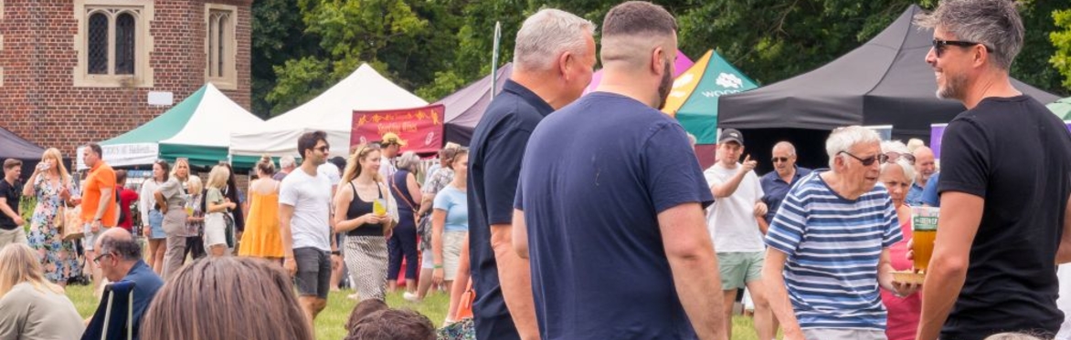 Families enjoying a day at a food festival