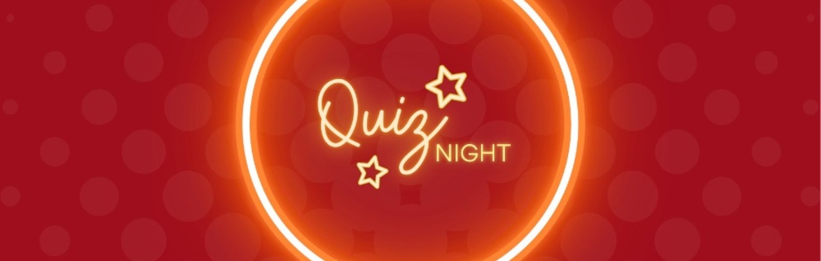 quiz night title in a glowing circle