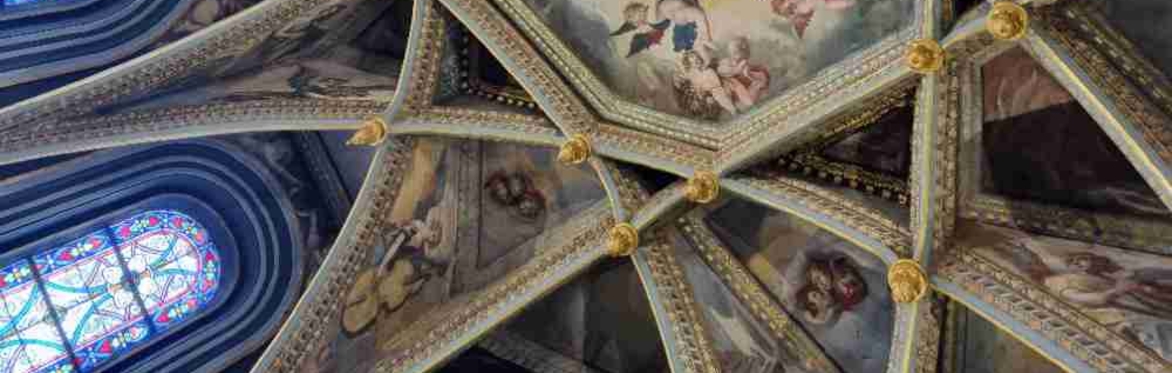 Church roof angels and window