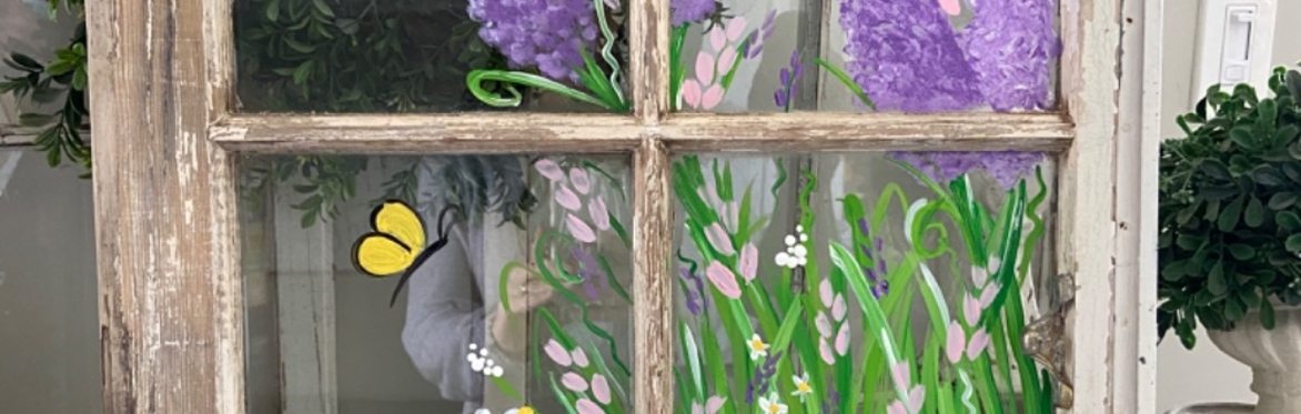 Online Paint Class "Flower Field" Old Chippy Vintage Window