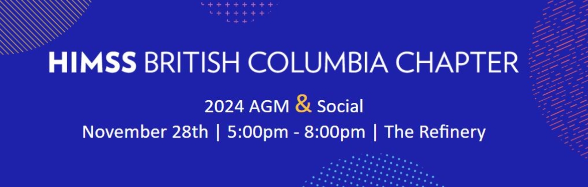 "Image of the text 'HIMSS British Columbia Chapter' in bold white font centered on a royal blue background. The simple design emphasizes the words, making them stand out clearly against the vibrant bl