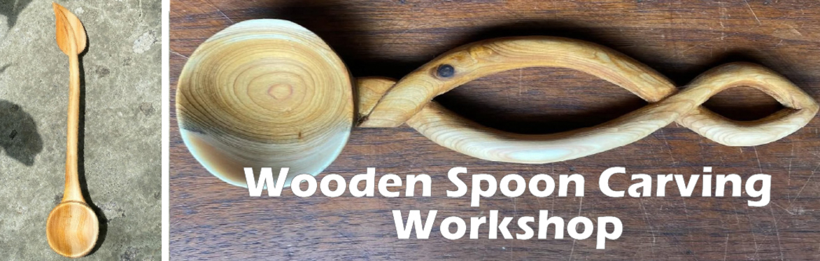 wooden spoon carved with interlacing handle