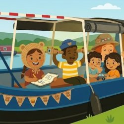 children on a narrowboat