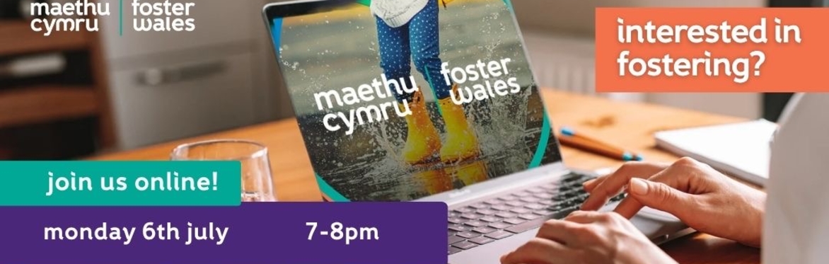 Image of a woman looking at a laptop for a fostering online session