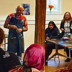 a sculpture class underway