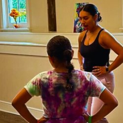 the jazz dance teacher and students