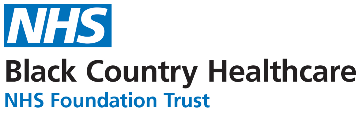 Blue NHS logo and Black and Blue text saying Black Country Healthcare NHS Foundation Trust