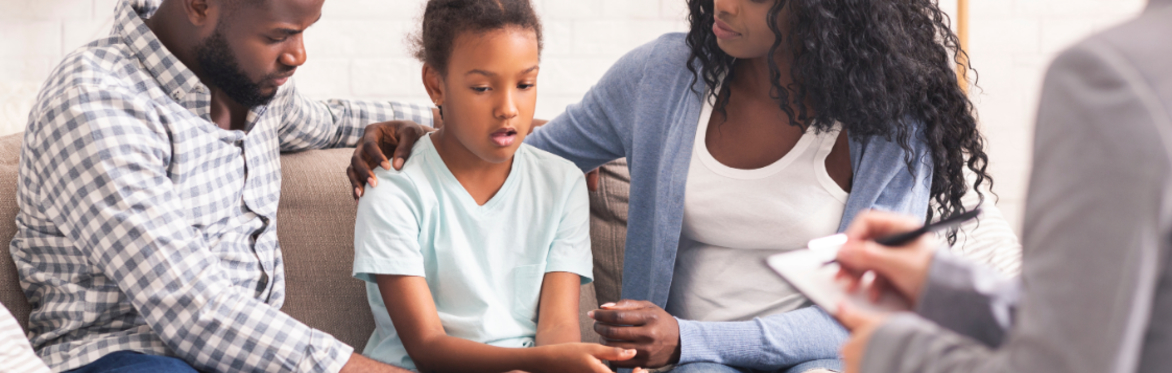 Family in therapy talking together