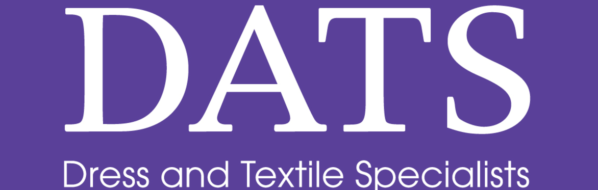Logo in white and purple stating DATS Dress and Textiles Specialists