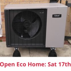 heat pump, text: Eco Home Sun 17th