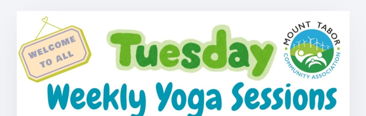 Yoga poses and text explaining the MTCA Yoga Classes on Tuesday 7.30pm