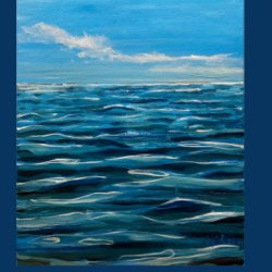 Painting of blue sea and blue sky