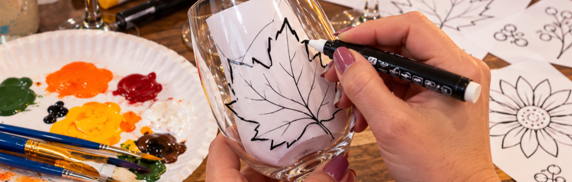 pumpkin, ghosts, leaf, autumn wine glass paint