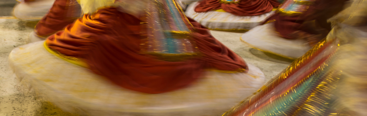 Swirling dancers' skirts